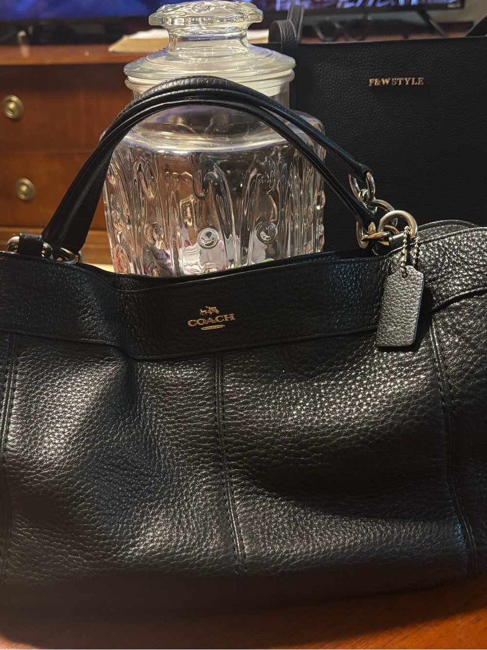 Coach Black Pebbled Leather Satchel with Gold Hardware